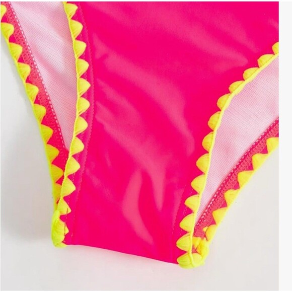 Sexybody Bandeau Bikini Strapless Bikini Neon Color Block Two Piece swimsuit S - Picture 3 of 13